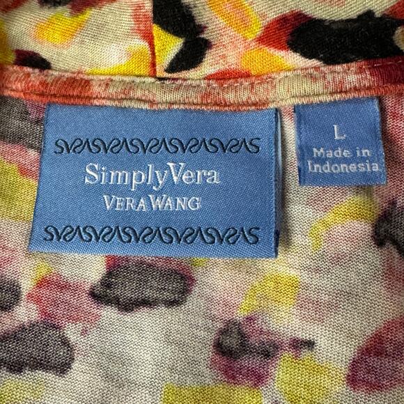 Simply Vera Vera Wang Large Top Abstract V-Neck Long Sleeve Stretch Lightweight - Picture 6 of 8